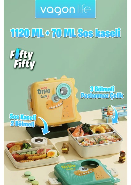 Lunch Box 1120 ml (Sızdırmaz,karışmaz Üç Bölmeli) Sos Kaseli Yeni Nesil Sefer TASI-FFLBOX10082