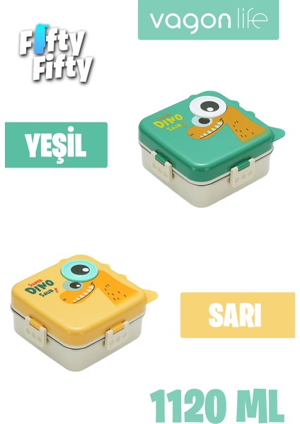Lunch Box 1120 ml (Sızdırmaz,karışmaz Üç Bölmeli) Sos Kaseli Yeni Nesil Sefer TASI-FFLBOX10082