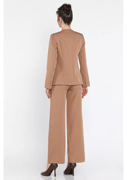 Düğme Detaylı Astarlı Kadın Ceket Pantolon Ikili Takım modelleri