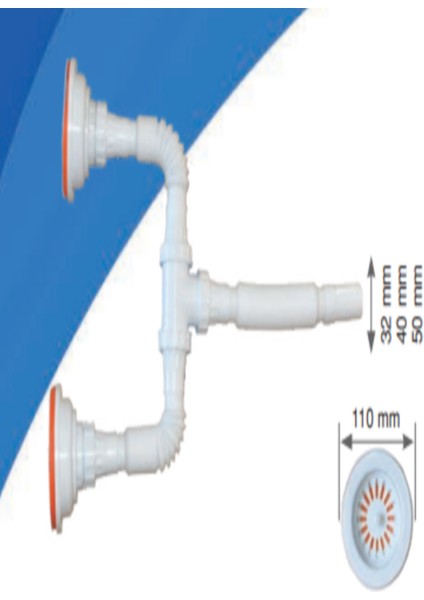 Çöpmak Çift Gözlü Evye Sifon(Plastik)
