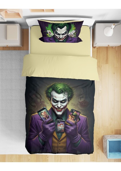 Joker 3D Dijital Baskılı Tek Kişilik Erkek Çocuk Nevresim Takımı Jokers Genç Nevresim Takımı