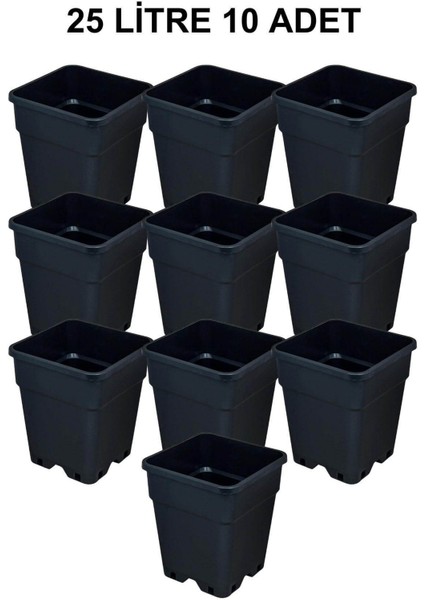 Plastik Kare Saksı 25 Litre 10 Adet