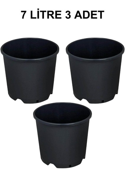 Plastik Yuvarlak Saksı 7 Litre 3 Adet
