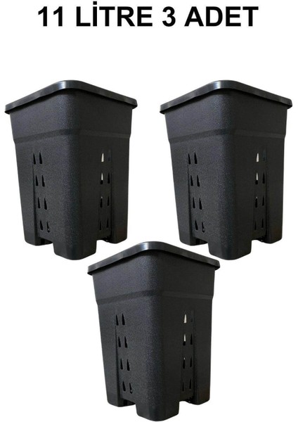 Delikli Kare Air Pot Saksı 11 Litre 3 Adet