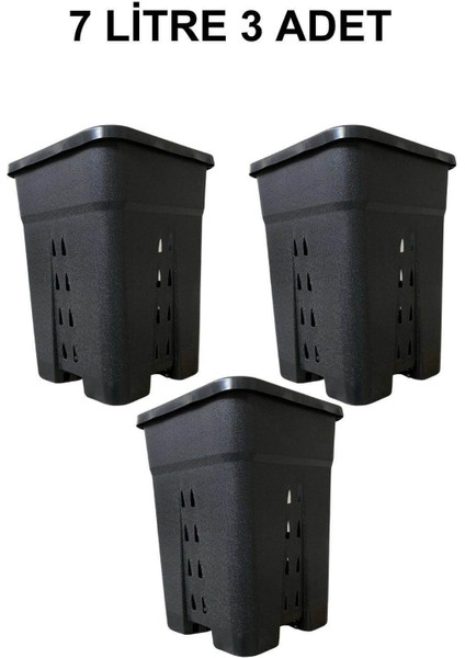 Delikli Kare Air Pot Saksı 7 Litre 3 Adet