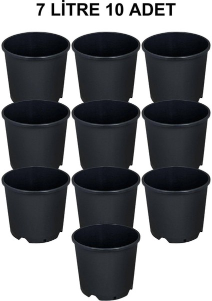 Plastik Yuvarlak Saksı 7 Litre 10 Adet