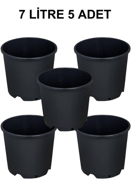 Plastik Yuvarlak Saksı 7 Litre 5 Adet