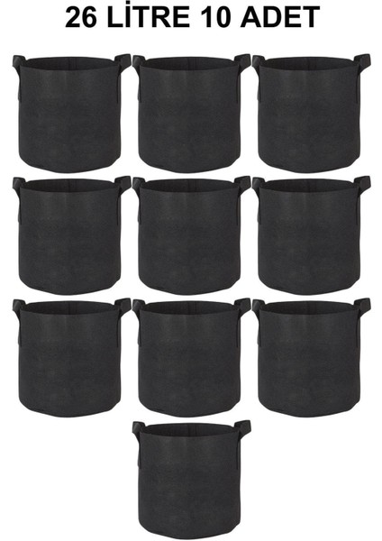 Kumaş Saksı Pot 26 Litre 10 Adet