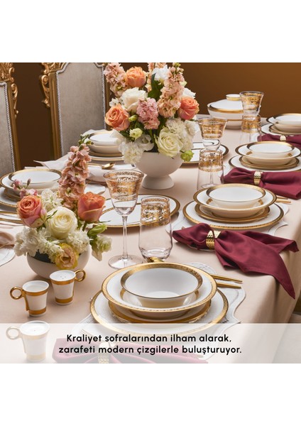 Royal Bone Victoria 55 Parça 12 Kişilik Yemek Takımı Gold