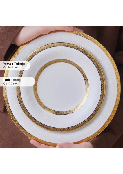 Royal Bone Victoria 55 Parça 12 Kişilik Yemek Takımı Gold