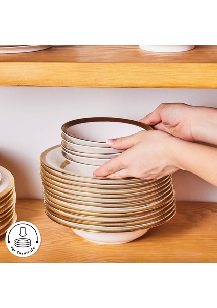 Royal Bone Victoria 55 Parça 12 Kişilik Yemek Takımı Gold