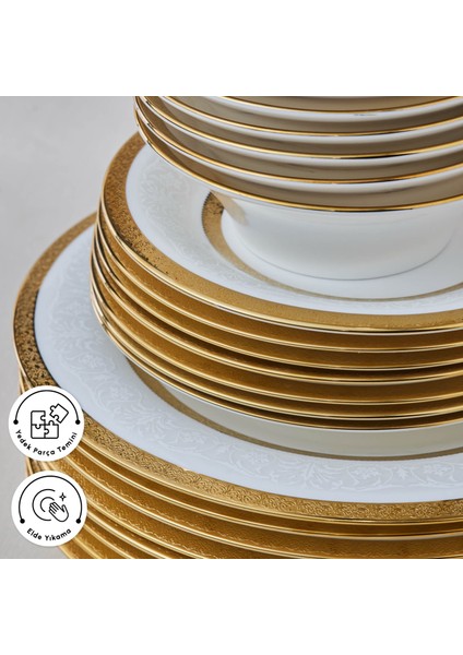 Royal Bone Victoria 55 Parça 12 Kişilik Yemek Takımı Gold