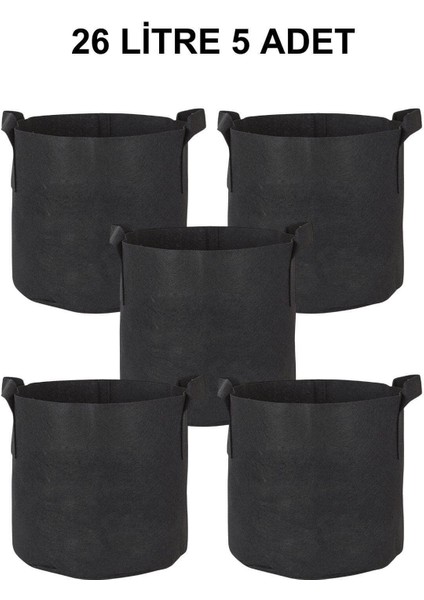 Kumaş Saksı Pot 26 Litre 5 Adet