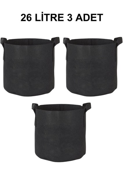 Kumaş Saksı Pot 26 Litre 3 Adet
