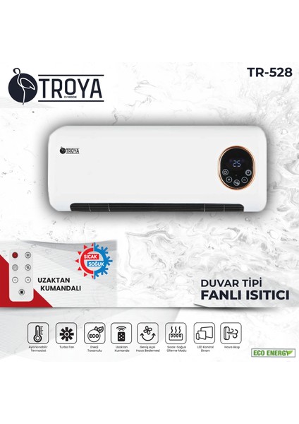 TR-528 Uzaktan Kumandalı Duvar Tipi Fanlı Isıtıcı