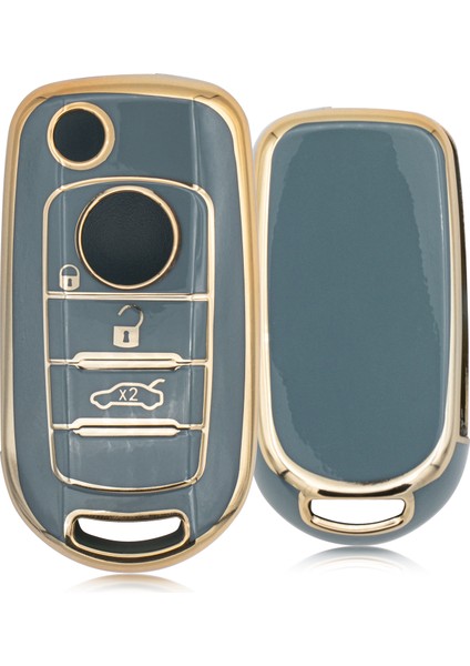 Egea 500X 3 Buton Sustalı Nano Anahtar Kılıfı Mavi