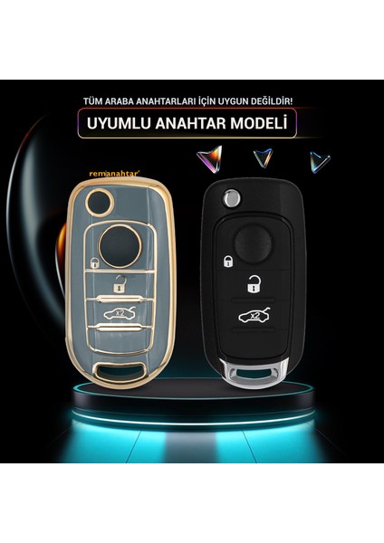 Egea 500X 3 Buton Sustalı Nano Anahtar Kılıfı Mavi