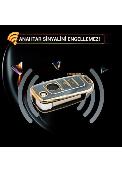Egea 500X 3 Buton Sustalı Nano Anahtar Kılıfı Mavi