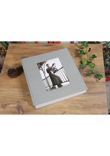 10x15 cm 500'lük Koton Desenli Lüks Klasör Tipi Fotoğraf Albümü (Vizon)