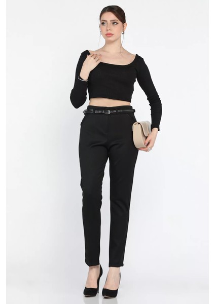 Büyük Beden Kadın Kemerli Kumaş Pantolon