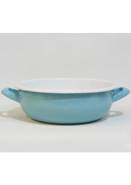 Çelik Üzeri Emaye Kulplu Salata Kase Mint Mavi Çap 20CM Derinlik 7cm 1 Adet
