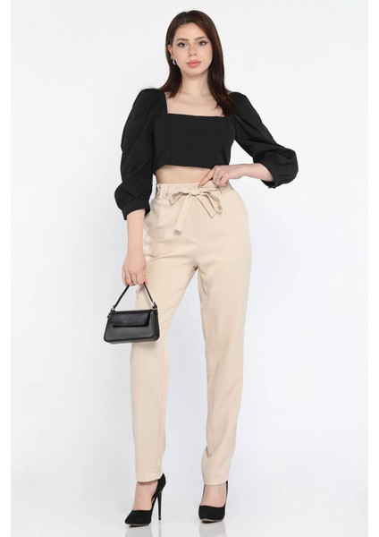 Bel Bağlamalı Lastikli Kadın Boru Paça Büyük Beden Pantolon fiyatları