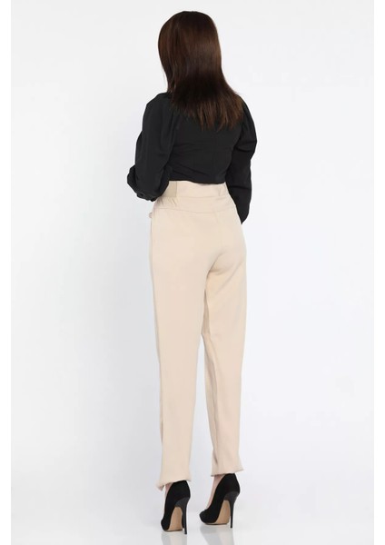 Bel Bağlamalı Lastikli Kadın Boru Paça Büyük Beden Pantolon modelleri