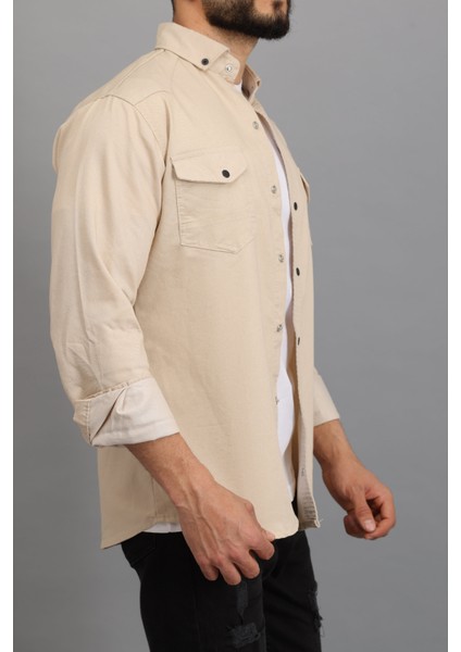 Erkek Slim Fit Dar Kalıp Likralı Kot Gömlek