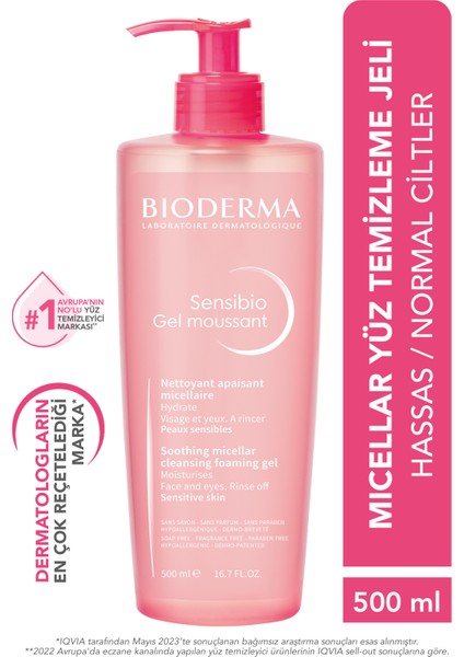 Nemlendirici Dudak Kremi & Hassas ve Normal Ciltler Micellar Yüz Temizleme Jeli 500 ml 2'li Set