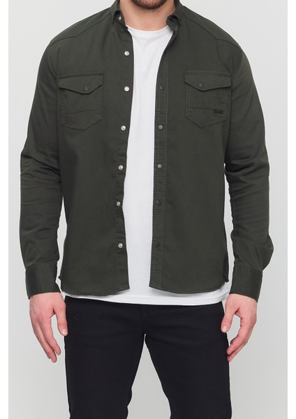 Erkek Slim Fit Dar Kalıp Likralı Kot Gömlek