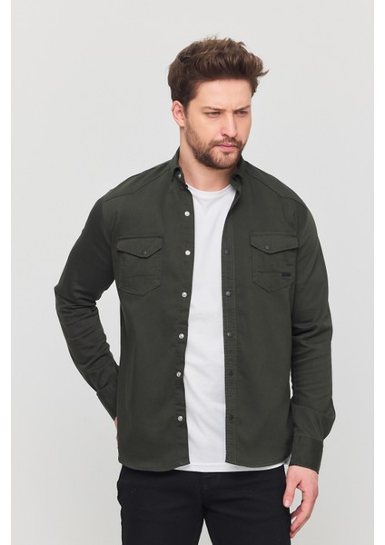 Erkek Slim Fit Dar Kalıp Likralı Kot Gömlek