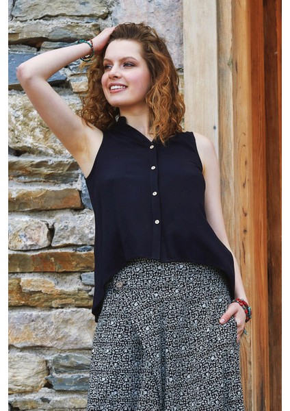 Gömlek Yaka Asimetrik Kesim Yazlık Bluz modelleri