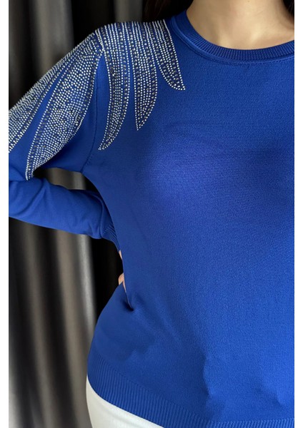 Taş İşlemeli Bisiklet Yaka Kadın Bluz P-00014755 modelleri