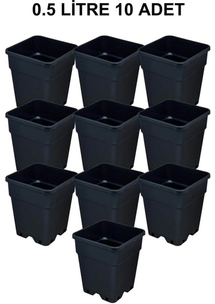Plastik Kare Saksı 0.5 Litre 10 Adet