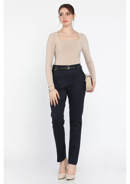 Büyük Beden Kadın Kemerli Kumaş Pantolon