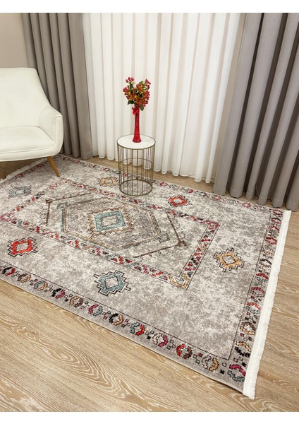 Bej Renk Etnik Kilim Desen Yolluk Kaymaz Taban Halı