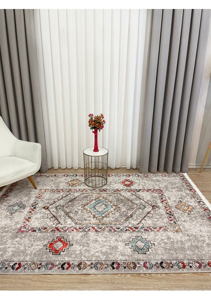 Bej Renk Etnik Kilim Desen Yolluk Kaymaz Taban Halı modelleri