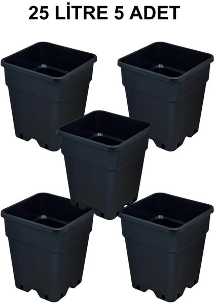 Plastik Kare Saksı 25 Litre 5 Adet