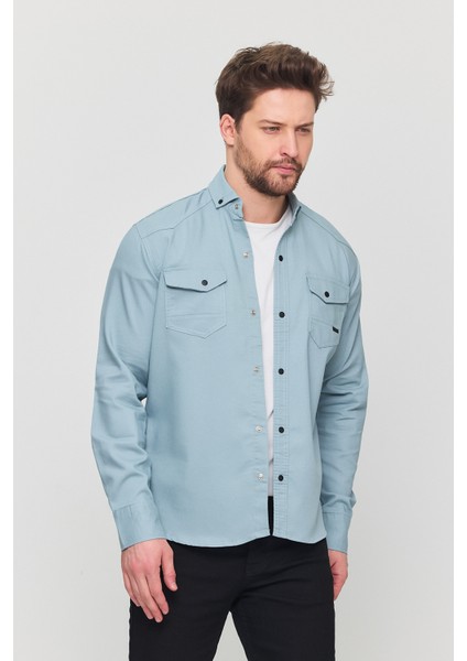 Erkek Slim Fit Dar Kalıp Likralı Kot Gömlek