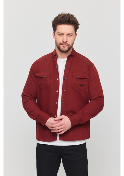 Erkek Slim Fit Dar Kalıp Likralı Kot Gömlek