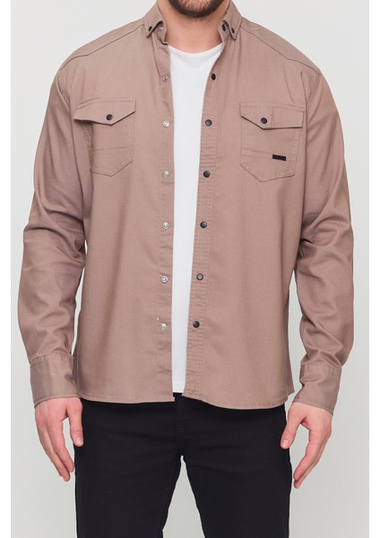 Erkek Slim Fit Dar Kalıp Likralı Kot Gömlek