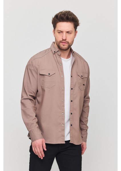 Erkek Slim Fit Dar Kalıp Likralı Kot Gömlek