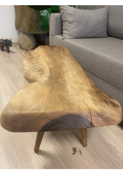 2180050 Ceviz El Yapımı Kütük Orta Sehpa 79 x 45, Yükseklik:46