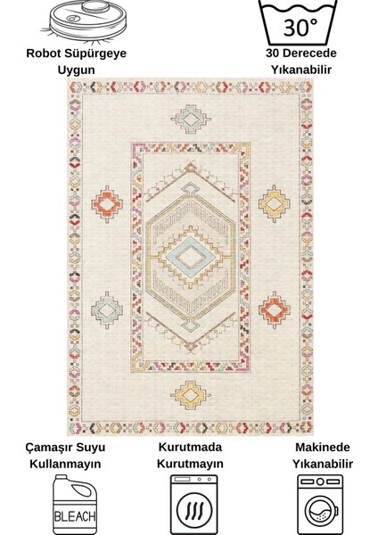 Bej Renk Etnik Kilim Desen Yolluk Kaymaz Taban Halı indirimleri