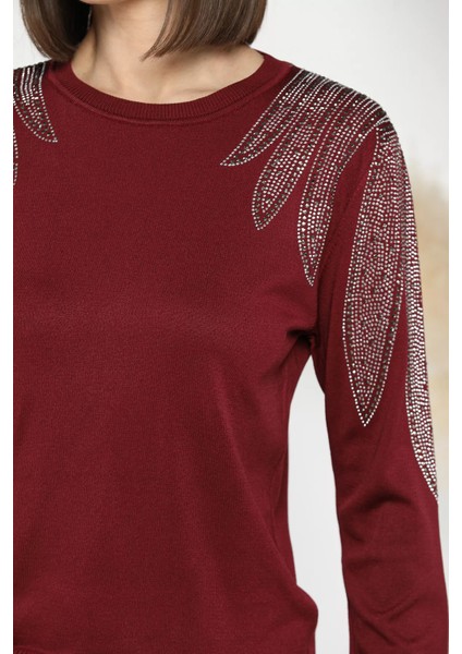 Taş İşlemeli Bisiklet Yaka Kadın Bluz P-00014755