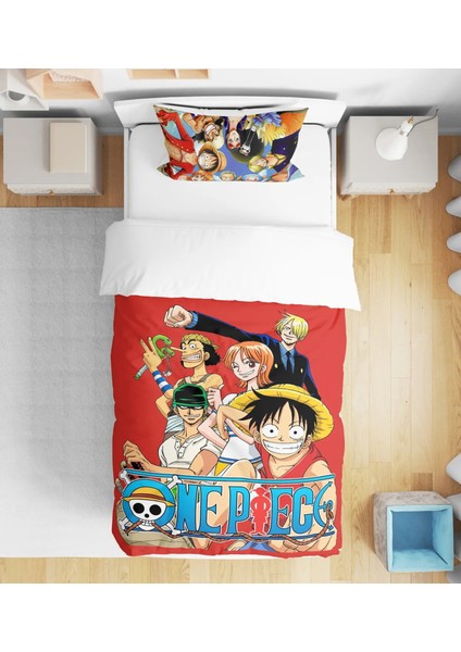 One Piece Anime 3D Dijital Baskılı Tek Kişilik Nevresim Takımı Onepiece Anime