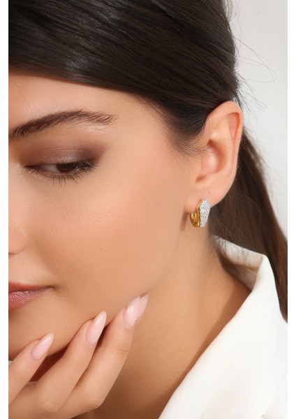 Kadın 925 Ayar Gümüş Zirkon Taşlı Küpe