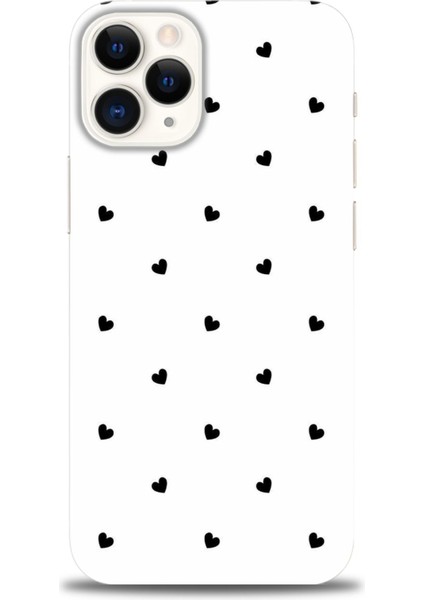 iPhone 12 Pro Kılıf Hd Baskılı - Siyah Kalpler