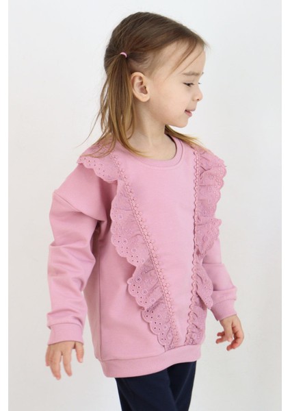 Kız Çocuk Sweatshirt Güpürlü 1.5-5 Yaş, Gülkurusu fiyatları