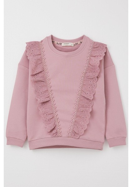 Kız Çocuk Sweatshirt Güpürlü 1.5-5 Yaş, Gülkurusu fırsatları
